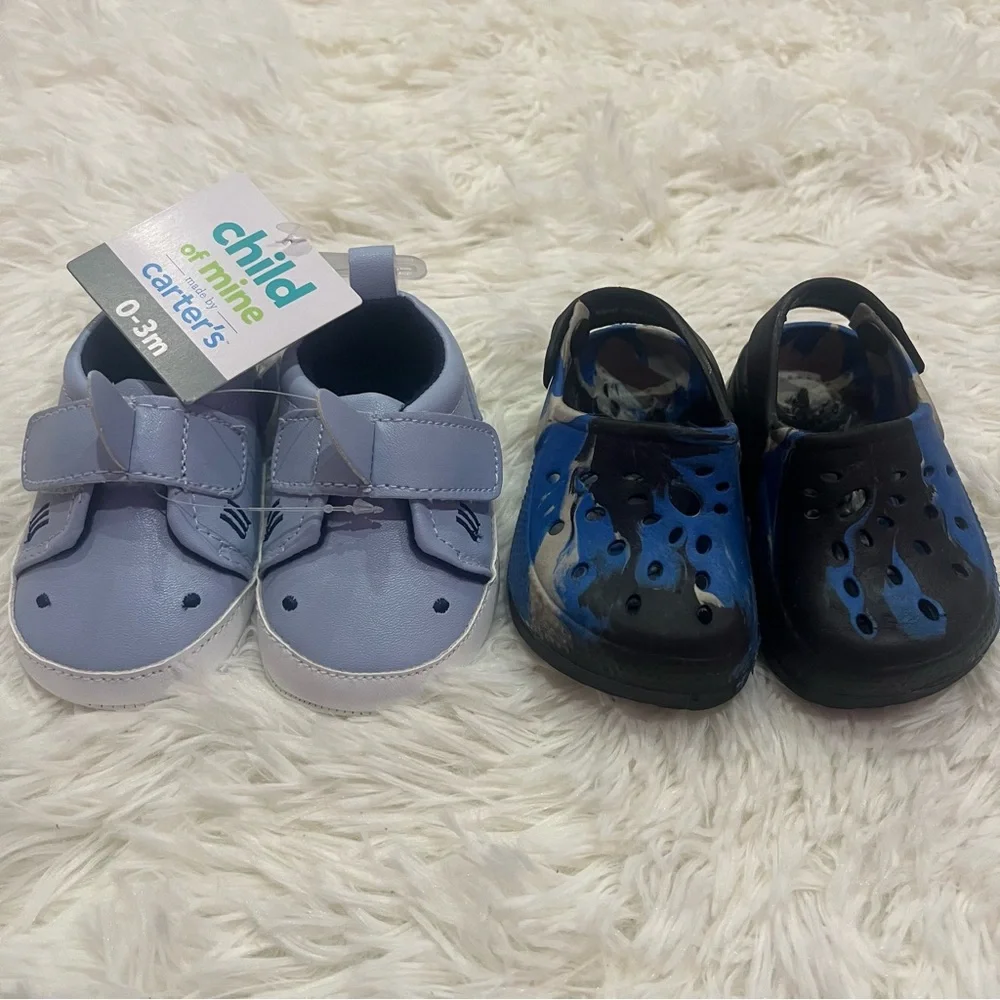 Shark Slip On Shoes , Blue Black Shoes 0-3 months